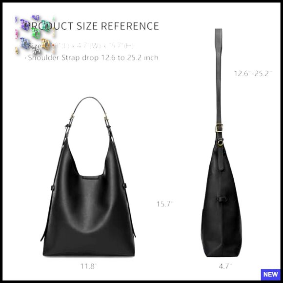 Vegan Leather Slouchy Hobo Tote Adjustable Strap Minimal Chic Everyday Purse - Picture 6 of 7